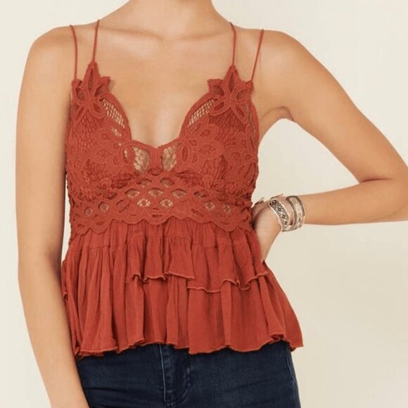 NWT Free People Intimately Adella Cami Top Lace Gauze Smock Winding Roads - Picture 2 of 16